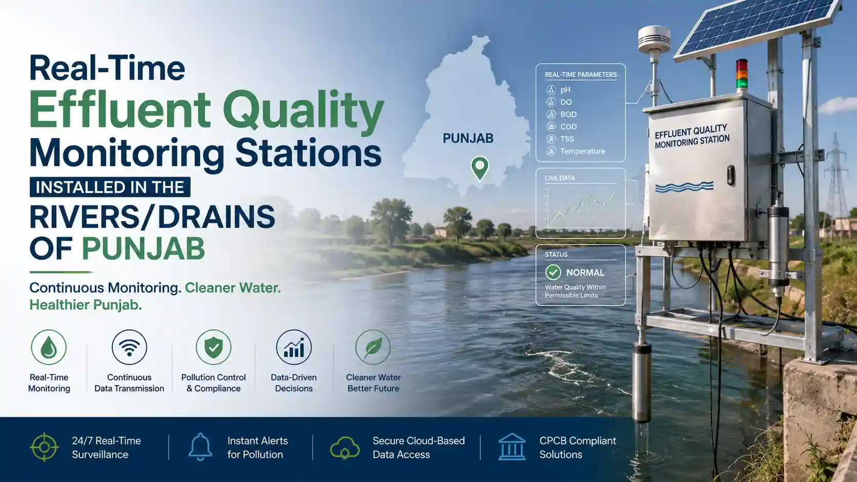 Real-Time Effluent Quality Monitoring Stations installed in the Rivers/Drains of Punjab